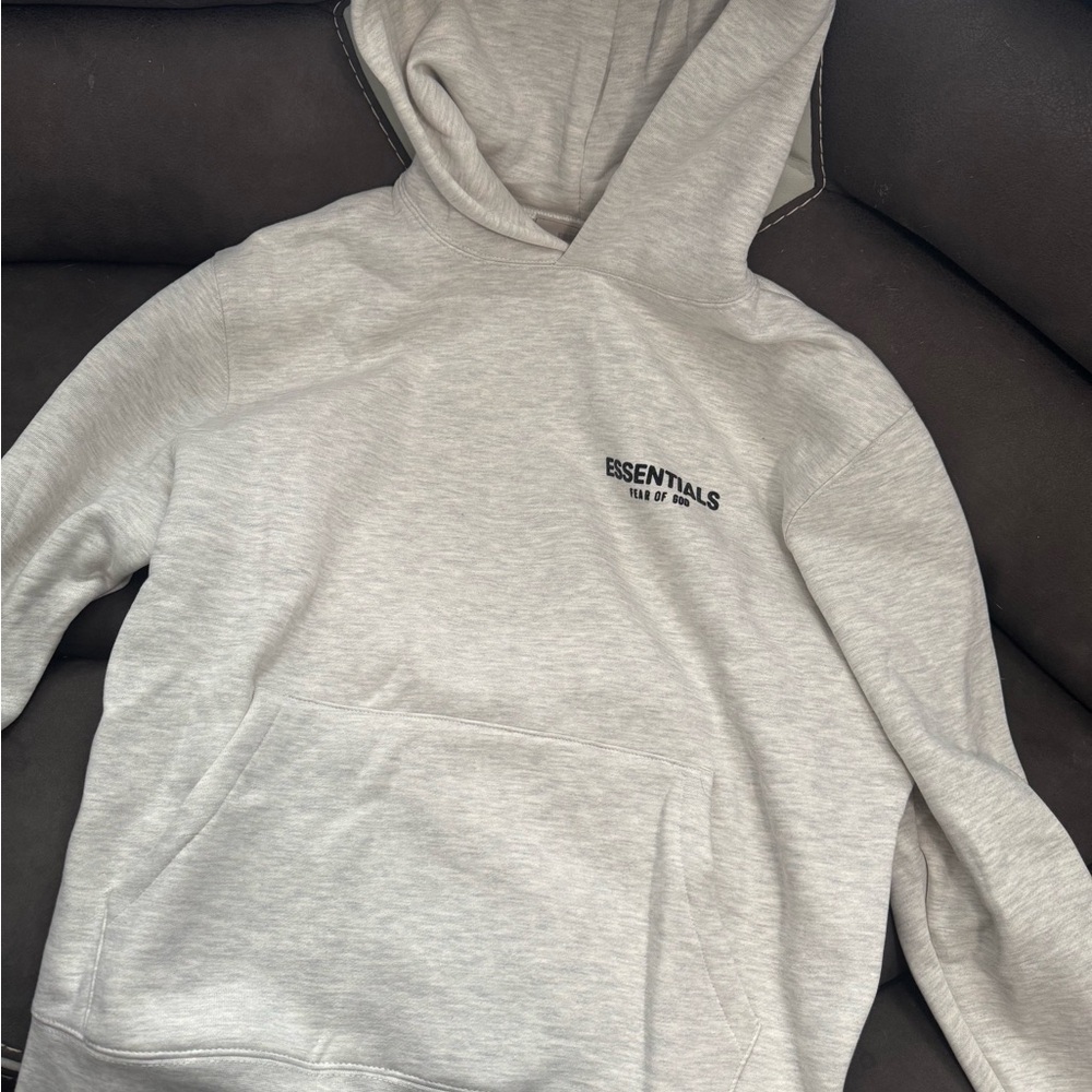 Essentials Gray Pullover Sweater with Hood